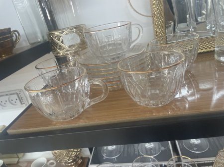 فناجين شاي كرستال ٦ قطع